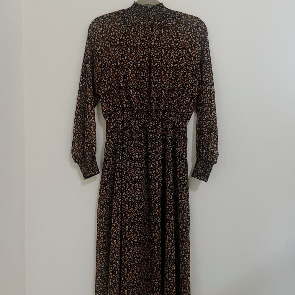 Madewell Georgette Smocked Neck Midi Floral Dress S